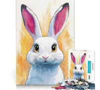Ritratto di Coniglio Bianco Puzzle da 1000 pezzi per adolescenti Stimola la mente Divertimento Taglio di precisione Attività rilassante Pausa mentale (50x75cm)
