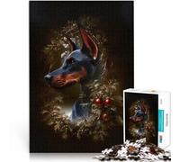Ritratto di Doberman con bacche Puzzle da 1000 pezzi per adulti per il giocattolo di sfida del gioco educativo è ideale come regalo per tutta la famiglia 38x26cm
