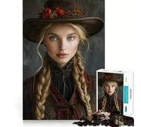 Ritratto di donna con cappello - Puzzle da 1000 pezzi per adulti - Giocattolo intelligente e divertente per la casa - Bordo liscio - Oggetto da collezione (38x26cm)