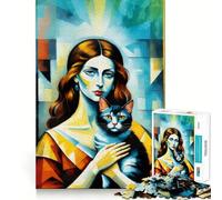 Ritratto di donna con gatto - Puzzle da 1000 pezzi - Divertimento e allenamento mentale - Pezzi a incastro precisi - Un hobby affascinante per i momenti di svago (50x75cm)