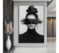 Ritratto di donna dipinto a olio su tela, poster d'arte con ritratto di donna in bianco e nero, quadri da parete minimalisti, arredamento per la casa 30x40 cm senza cornice
