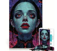 Ritratto di donna vampira,puzzle da 1000 pezzi per adulti,gioco di memoria divertente,componenti robusti e ben definiti, alleviare lo stress (38x26cm)