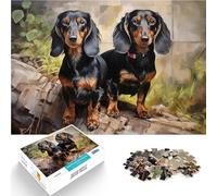 Ritratto di due bassotti puzzle 1000 pezzi per adulti Aiuta il cervello ad allenare i giocattoli che creano dipendenza per coltivare la pazienza gioco di sfida unico 38x26cm