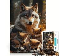 Ritratto di famiglia di lupi in una foresta autunnale - Puzzle da 1000 pezzi per ragazzi - Gioco di apprendimento cognitivo - Incastro perfetto - Compatto e divertente per il tempo libero in famiglia