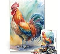 Ritratto di gallo ad acquerello - Puzzle da 1000 pezzi per adulti - Gioco di pensiero critico - Evasione consapevole - Incastro perfetto - Regalo di Natale ideale (38x52cm)
