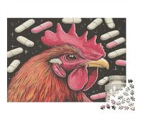 Ritratto di Gallo Puzzle 1000 Pezzi Puzzle per Adulti Gioco di Puzzle 1000 Pezzi Carta Arte Pillole Relax Concentrazione Interazione Familiare Decorazione Regalo 38x26cm/1000pcs