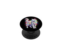 Ritratto Di Gatto Angora Turco Colorato PopSockets PopGrip Adesivo