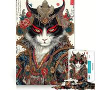 Ritratto di gatto samurai in stile Ukiyo-e - Puzzle difficile per adulti da 1000 pezzi - Gioco di logica e abilità per tutta la famiglia - Taglio preciso - Oggetto da collezione (50x75cm)