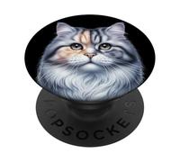 Ritratto di gatto soriano arancione argento PopSockets PopGrip Adesivo