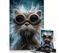Ritratto di gatto steampunk con occhiali - Puzzle da 1000 pezzi per adulti e ragazzi, per migliorare la memoria, rilassare la mente, assemblare, regalo di Natale 38x52cm