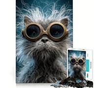 Ritratto di gatto steampunk con occhiali - Puzzle da 1000 pezzi per adulti - Regalo - Allenamento mentale - Rilassamento - Arte - Assemblaggio - Regalo memorabile 38x26cm