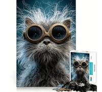 Ritratto di gatto steampunk con occhiali - Puzzle da 1000 pezzi per ragazzi - Gioco di logica e svago - Bordo fine - Regalo speciale 50x75cm