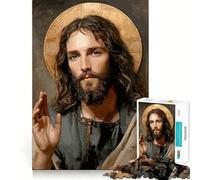 Ritratto di Gesù Cristo con aureola - Puzzle per adulti da 1000 pezzi - Gioco di logica chiaro - Hobby silenzioso - Taglio perfetto - Regalo elegante (38x26cm)