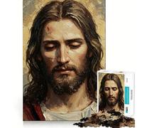 Ritratto di Gesù Cristo, dipinto ad olio, puzzle da 1000 pezzi per adolescenti, gioco di logica mentale, evasione rilassante, opera d'arte dai bordi sottili da collezione (50x75cm)