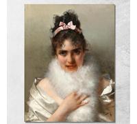 Ritratto di Giovane Donna Vittorio Matteo Corcos, vmc23 Quadro Stampato su Tela Fine Art, Intelaiato Pronto da Appendere, Alta qualità, 50x40 cm