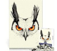 Ritratto di gufo dallo sguardo intenso - Puzzle da 1000 pezzi per adulti - Gioco di puzzle per migliorare la memoria, relax leggero, taglio preciso, regalo per le vacanze (38x52cm)
