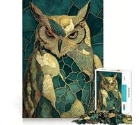 Ritratto di gufo Kintsugi in turchese e oro - Puzzle per adulti da 1000 pezzi - Gioco per allenare la mente, rilassante e divertente - Regalo per le vacanze (38x52cm)