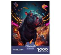 Ritratto di ippopotamo Puzzle Ippopotamo 1000 Pezzi Jigsaw Adulto Regalo Per Amore E Amico Gioco Education Decorazione Interna Unica Per Gioco Familiare Stress Relief Toy 70x50cm/1000pcs