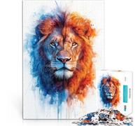 Ritratto di leone ad acquerello puzzle 1000 pezzi per adulti Giocattoli educativi per l'apprendimento Giochi per famiglie Regali di Babbo Natale segreto 38x26cm
