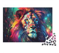 Ritratto di leone colorato Puzzle DIY Da 1000 Pezzi Per Adolescenti, Carta Spesso,Psychedelic Lion Decorazione Murale, Regalo Di Natale, Sfida Cerebrale 52x38cm/1000pcs