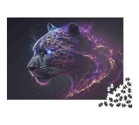 Ritratto di Leopardo Cosmico Alta Qualità 1000 Pezzi Puzzle per Adulti Pantera Cosmica Viola Premium Robusto Vivace Stimolante Gioco in Famiglia 70x50cm/1000pz