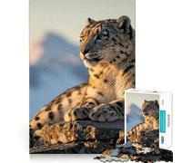 Ritratto di leopardo delle nevi in un paesaggio montano - Puzzle da 1000 pezzi per adulti e ragazzi - Gioco di logica solido - Divertimento silenzioso - Taglio di precisione - Scegli il desiderio