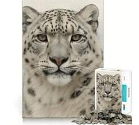 Ritratto di leopardo delle nevi tra montagne nebbiose - Puzzle da 1000 pezzi per adolescenti - Gioco di logica mentale - Silenzioso - Taglio preciso - Articolo regalo di Babbo Natale (38x52cm)