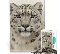 Ritratto di leopardo delle nevi tra montagne nebbiose - Puzzle da 1000 pezzi per ragazzi - Gioco rilassante - Evasione dalla realtà - Bordi precisi (50x75cm)