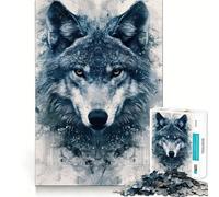 Ritratto di lupo ad acquerello,puzzle da 1000 pezzi per ragazzi,gioco stimolante per la mente,incastro perfetto senza spazi vuoti,rilassante attività di gruppo al chiuso (38x26cm)