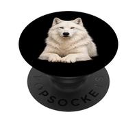 Ritratto di lupo bianco Maestosa fauna selvatica Natura Art PopSockets PopGrip Adesivo