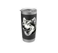 Ritratto di lupo cane husky Bicchiere termico in acciaio inox doppia parete