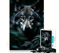 Ritratto di lupo nella foresta oscura - Puzzle da 1000 pezzi per adulti - Gioco divertente e stimolante - Taglio laser di alta qualità - Esercizio mentale per momenti di relax a casa (38x26cm)