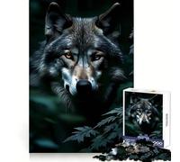 Ritratto di lupo nella foresta oscura, puzzle da 1000 pezzi per adulti, ideale per stimolare la mente, favorire il relax, con tagli nitidi e un regalo memorabile (38x52cm)