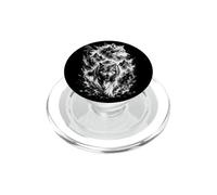 Ritratto di lupo selvaggio Stile di disegno Nero Bianco PopSockets PopGrip per MagSafe