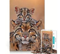 Ritratto di mamma ocelot e cucciolo - Puzzle da 1000 pezzi per adolescenti - Rafforza la memoria, crea un'atmosfera di pace, offre un'esperienza di qualità e un regalo classico (38x26cm)