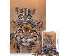 Ritratto di mamma ocelot e cucciolo - Puzzle da 1000 pezzi per adolescenti - Rafforza la memoria, crea un'atmosfera di pace, offre un'esperienza di qualità e un regalo classico (38x26cm)