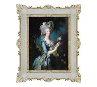 Ritratto Di Maria Antonietta Con La Rosa di Elisabeth Vigée Le Brun Riproduzione Stampata Quadro su Carta Effetto Tela con Cornice Barocca cm 55x45 (Bianco/Oro)