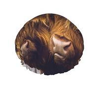 Ritratto di mucca con la sua cuffia da a e cuffia da bagno per donna, cuffia da a reversibile oversize grande progettata per tutte le lunghezze di capelli, cuffia elastica riutilizzabile p