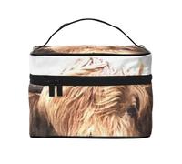 Ritratto di mucca delle Highlands, borsa da viaggio per il trucco da donna, grande organizer per cosmetici