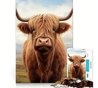 Ritratto di mucca delle Highlands, puzzle da 1000 pezzi per adolescenti, gioco mentale, momento di relax, taglio premium, regalo artistico (38x26cm)