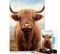 Ritratto di mucca delle Highlands - Puzzle da 1000 pezzi per ragazzi - Gioco di logica e senso - Semplice e divertente - Bordi lisci - Regalo elegante (38x52cm)