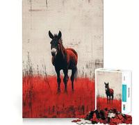 Ritratto di mulo in rosso e bianco, puzzle da 1000 pezzi per adolescenti, stimola la memoria, antistress, con bordi precisi, decorazione murale (50x75cm)