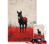 Ritratto di mulo in rosso e bianco, puzzle da 1000 pezzi per adolescenti, stimola la memoria, antistress, con bordi precisi, decorazione murale (50x75cm)
