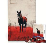 Ritratto di mulo in rosso e bianco puzzle da 1000 pezzi per adulti gioco di concentrazione e stimolazione mentale divertente e silenzioso con bordi netti ideale come regalo di Babbo Natale (38x52cm)