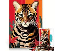 Ritratto di Ocelot, puzzle da 1000 pezzi per adulti, sfida mentale, antistress, decorazione murale con ritagli trasparenti (38x26cm)