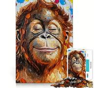 Ritratto di orango sorridente - Puzzle da 1000 pezzi per adulti - Gioco di abilità mentale - Divertimento condiviso - Taglio di precisione - Espositore artistico 38x26cm