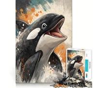 Ritratto di orca ad acquerello,puzzle da 1000 pezzi per ragazzi,gioco di concentrazione mentale,bordi lisci e tagliati con precisione,ideale come regalo di Natale (38x26cm)