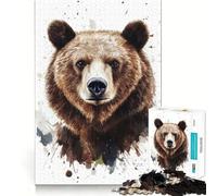 Ritratto di orso ad acquerello,puzzle da 1000 pezzi,gioco creativo per sviluppare le capacità di costruzione,incastro perfetto,nessun pezzo si stacca,attività per rafforzare i legami affettivi