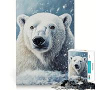 Ritratto di orso polare in un paesaggio invernale - Puzzle da 1000 pezzi per ragazzi - Migliora la memoria - Facile da realizzare - Decorazione murale (50x75cm)