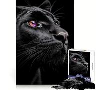 Ritratto di Pantera Nera con Occhio Viola Puzzle per Adulti 1000 Pezzi Potere Mentale Calma Distrazione Bordi Uniformi Arte Regalo di Natale (38x26cm)